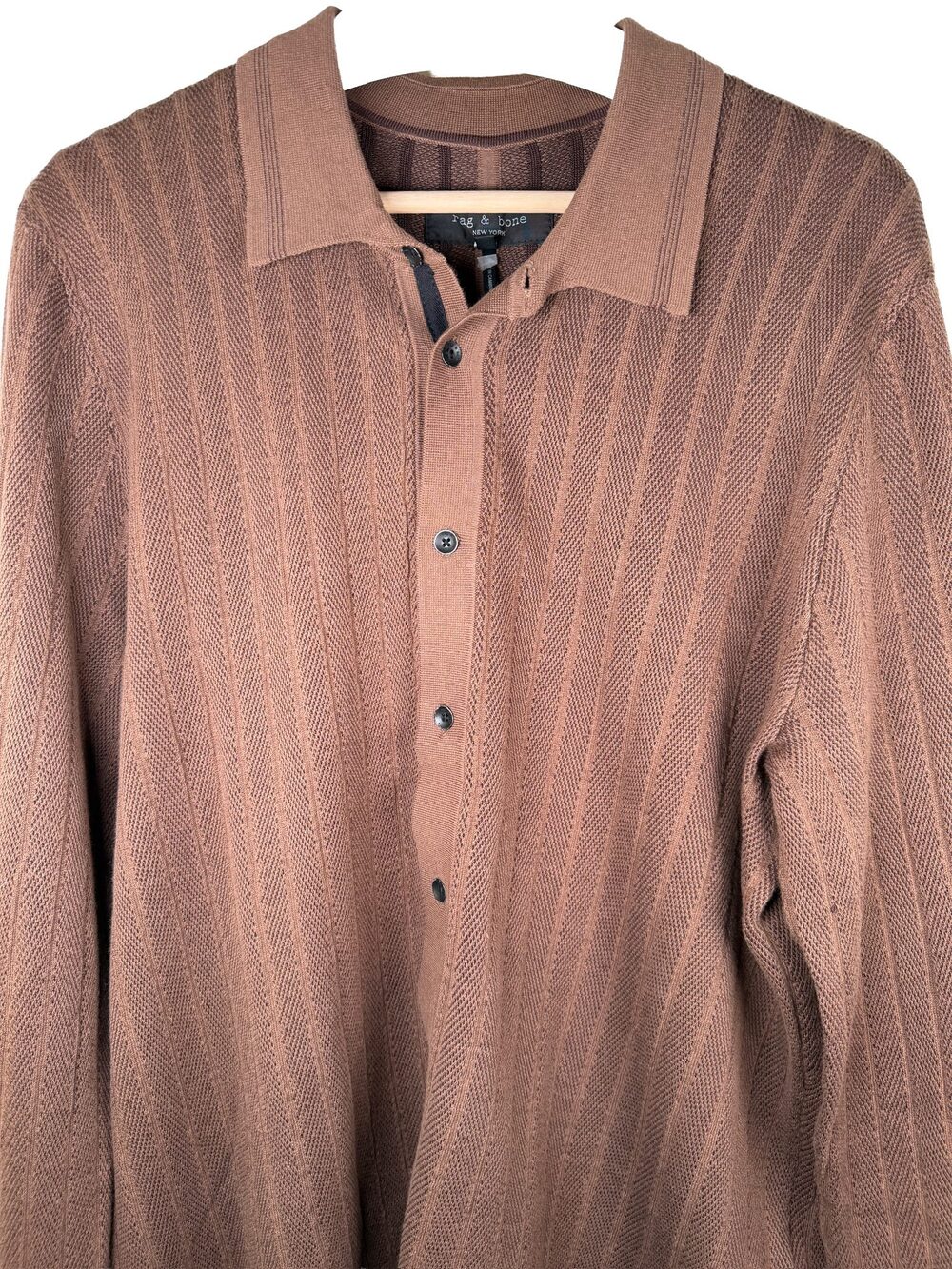 Rag & Bone - Men's Harvey Long Sleeve Knit Button-Up Shirt - XL